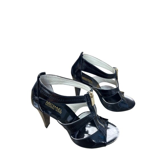 Michael Kors Black Patent Leather Berkley T-Strap 4" Heels SKU 9531 - Picture 4 of 16